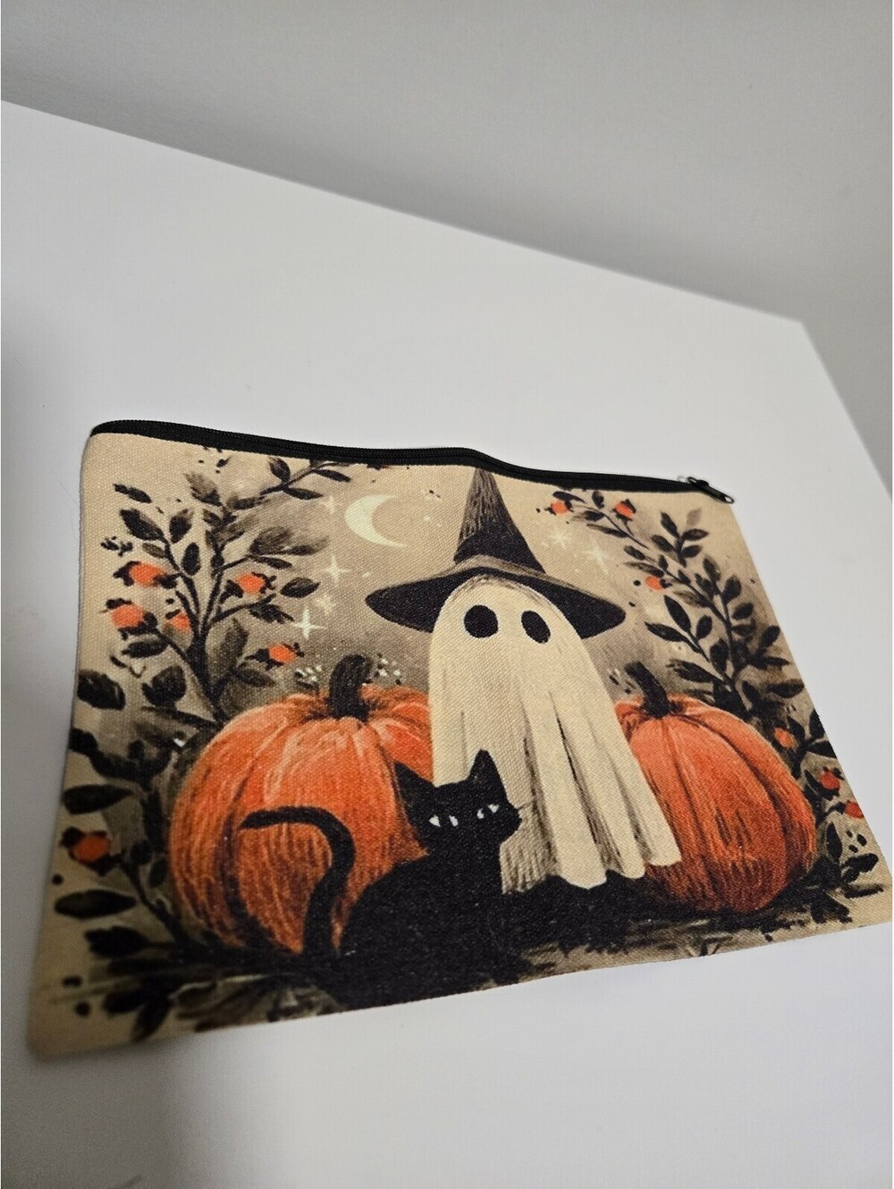 Ghost pumpkin Halloween zip pouch